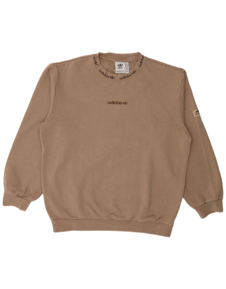 Adidas Mens Graphic Sweatshirt Jumper Medium Beige Cotton