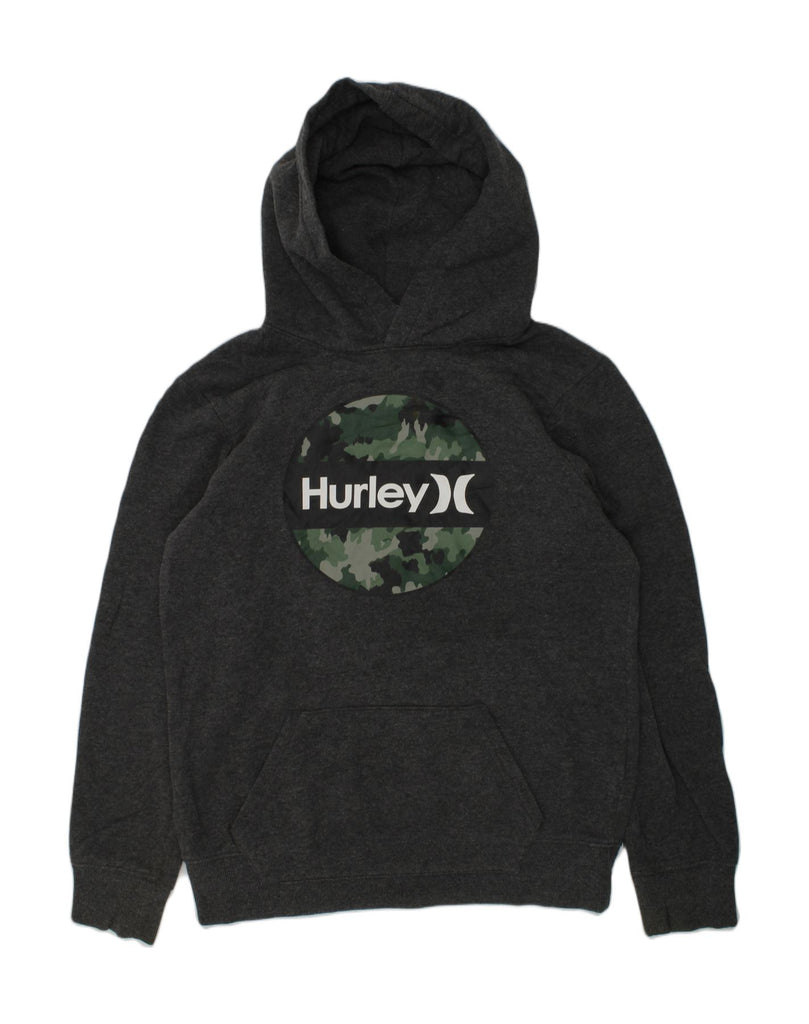 HURLEY Boys Graphic Hoodie Jumper 14-15 Years Grey Cotton | Vintage Hurley | Thrift | Second-Hand Hurley | Used Clothing | Messina Hembry 