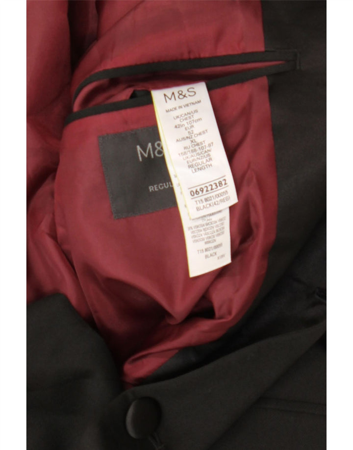 Marks & Spencer Mens 2 Button Blazer Jacket UK 42 XL Black Polyester