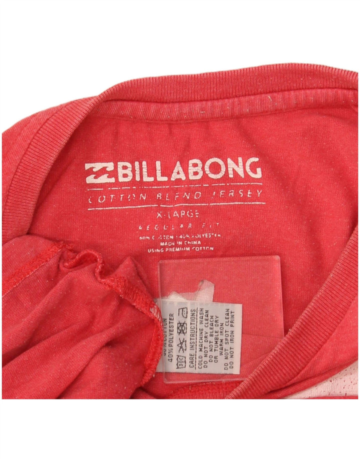 BILLABONG Mens Graphic T-Shirt Top XL Red Cotton