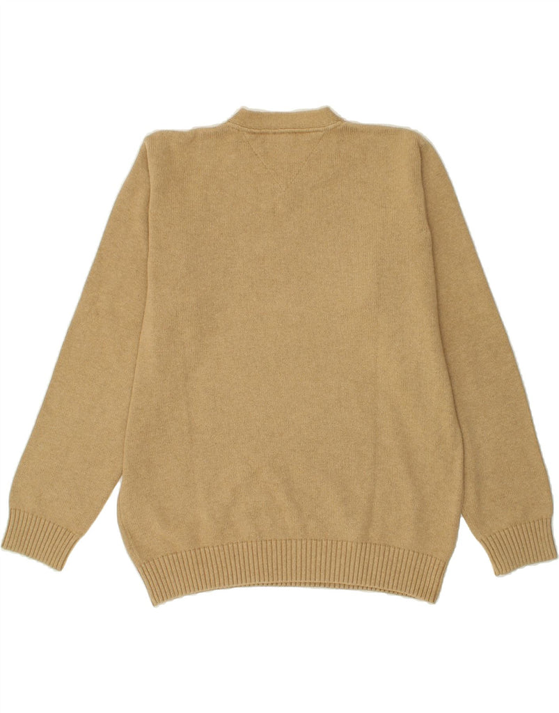TOMMY HILFIGER Mens V-Neck Jumper Sweater Large Beige Cotton Vintage Tommy Hilfiger and Second-Hand Tommy Hilfiger from Messina Hembry 