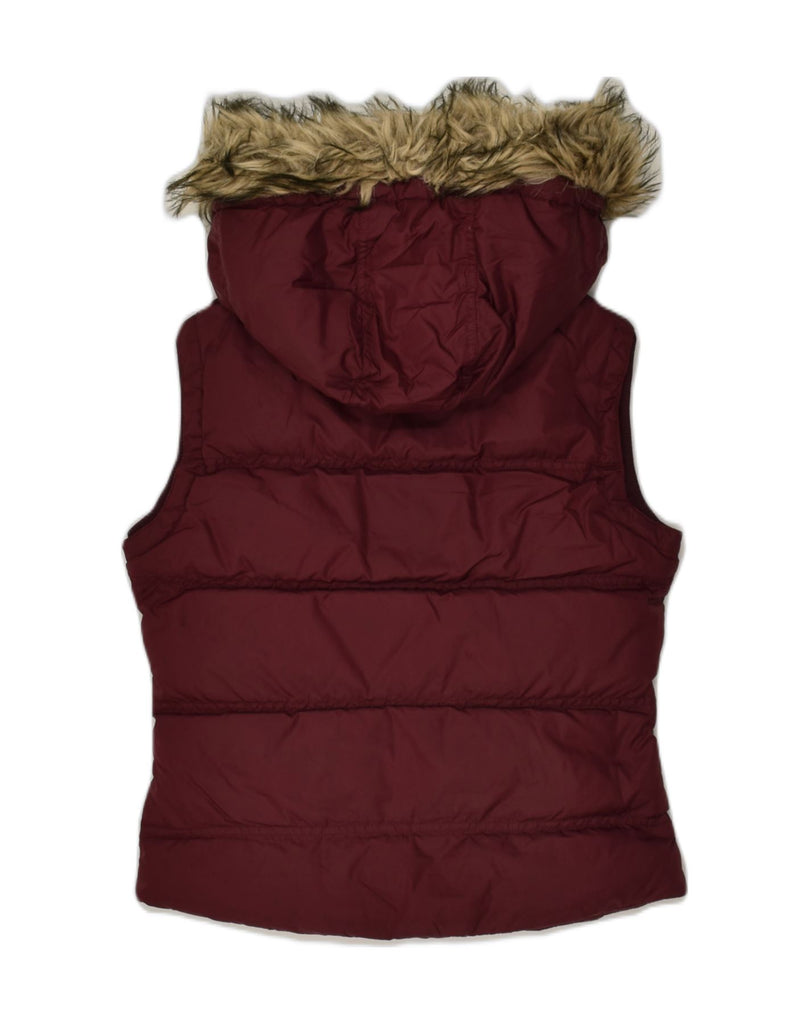 JACK WILLS Womens Hooded Padded Gilet UK 8 Small Burgundy | Vintage Jack Wills | Thrift | Second-Hand Jack Wills | Used Clothing | Messina Hembry 