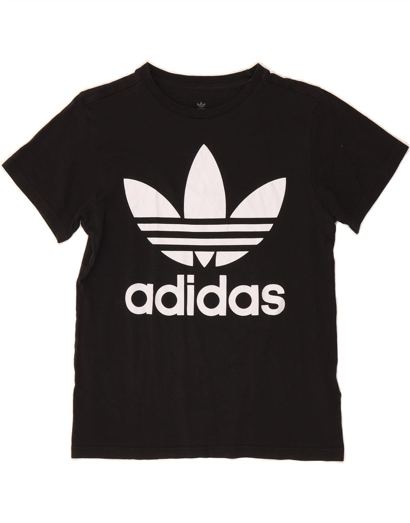 ADIDAS Boys Graphic T-Shirt Top 13-14 Years Black Cotton Vintage Adidas and Second-Hand Adidas from Messina Hembry 