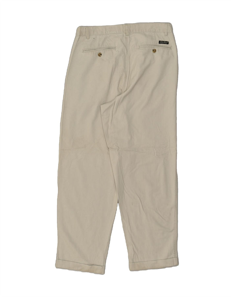 EDDIE BAUER Mens Classic Fit Pegged Chino Trousers W33 L30 Beige Cotton Vintage Eddie Bauer and Second-Hand Eddie Bauer from Messina Hembry 