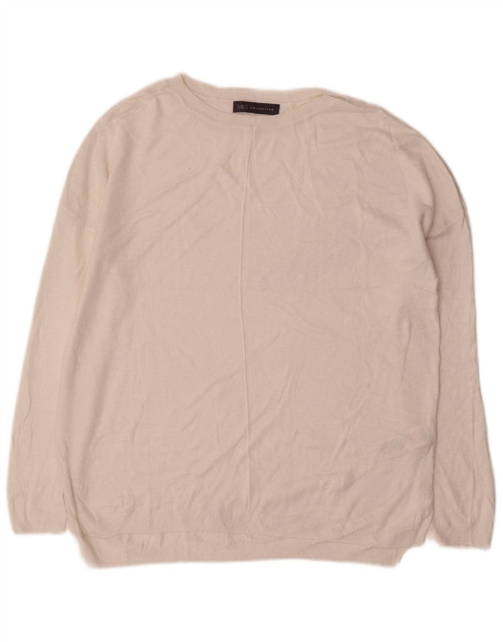 Marks & Spencer Womens Boat Neck Jumper Sweater UK 14 Medium Off White