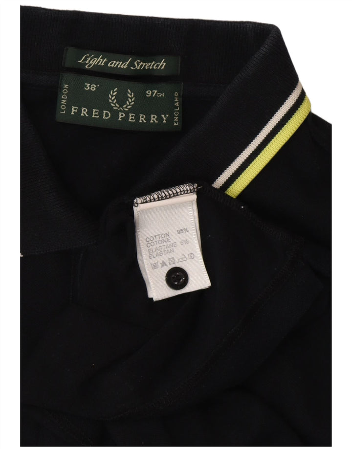 FRED PERRY Mens Polo Shirt Small Black Cotton