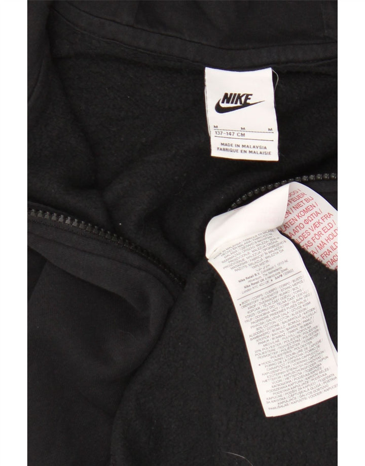 Nike Boys Zip Hoodie Sweater 10-11 Years Medium Black Cotton