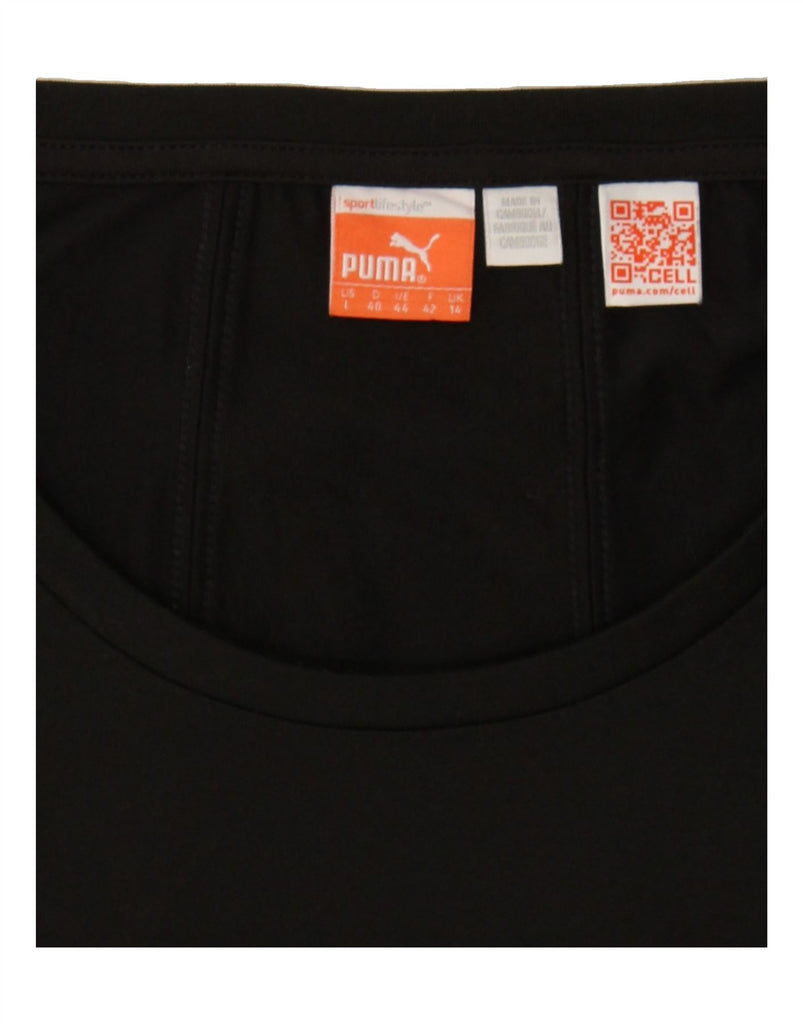 PUMA Womens T-Shirt Top UK 14 Large Black Vintage Puma and Second-Hand Puma from Messina Hembry 