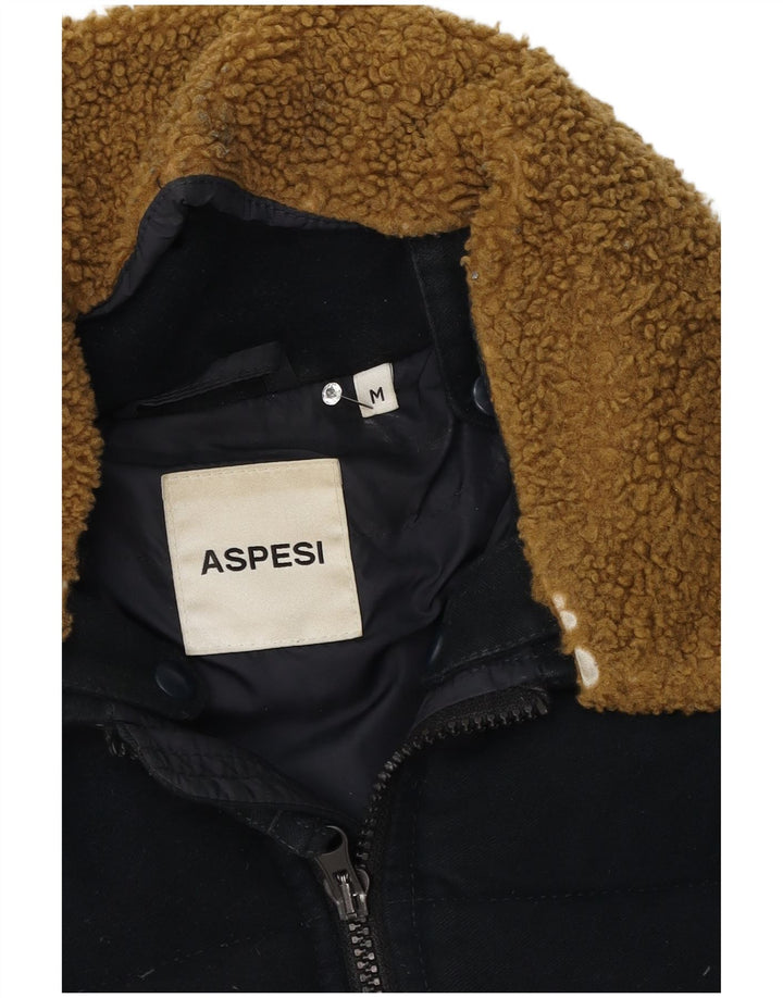 Aspesi Mens Padded Jacket UK 38 Medium Navy Blue Cotton