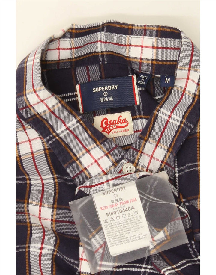 Superdry Mens Shirt Medium Navy Blue Check Cotton