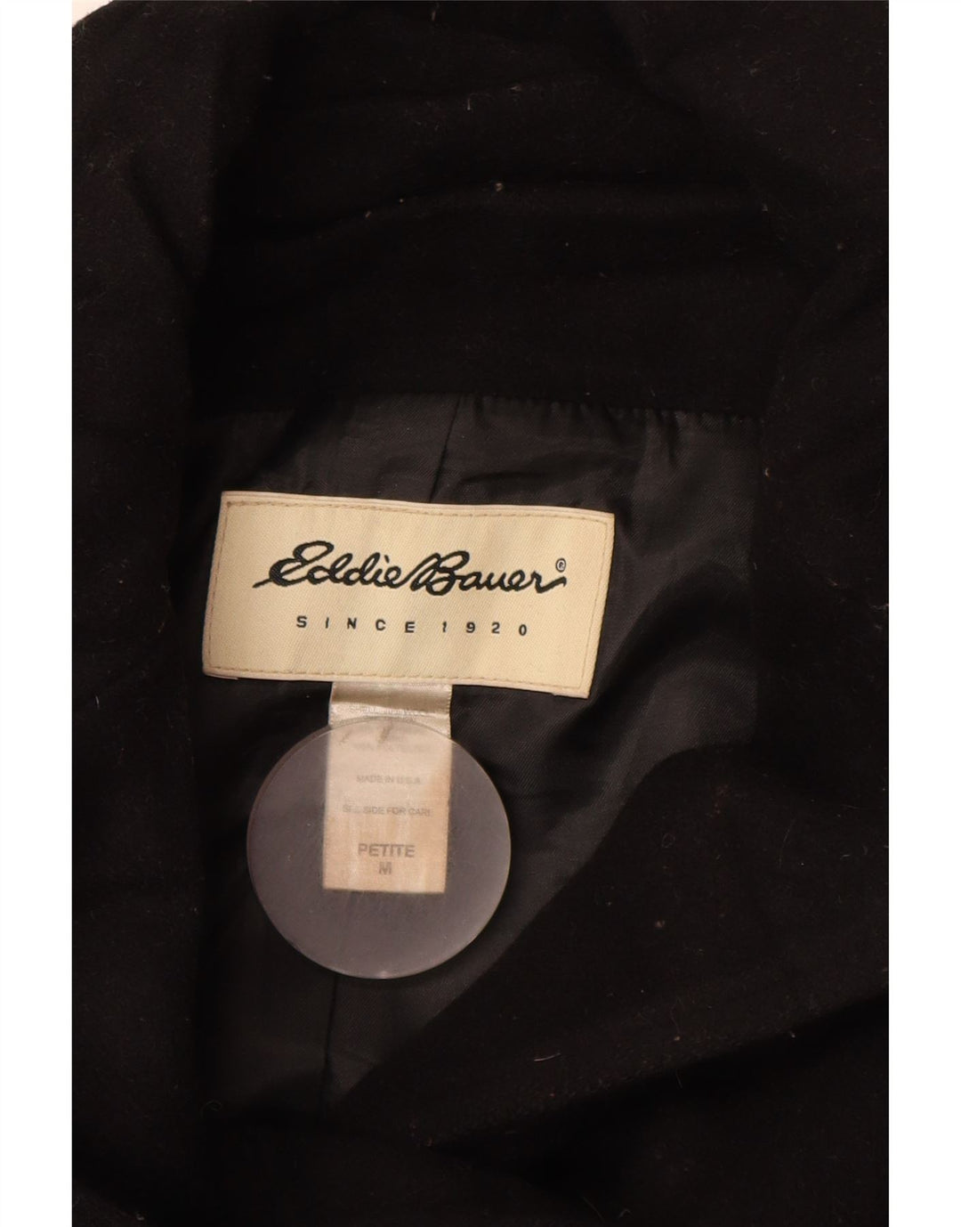 Eddie Bauer Womens Petite Pea Coat UK 14 Medium Black Wool