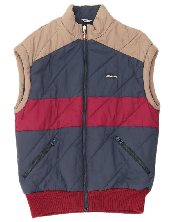 Ellesse Mens Padded Gilet IT 48 Medium Blue Colourblock Cotton
