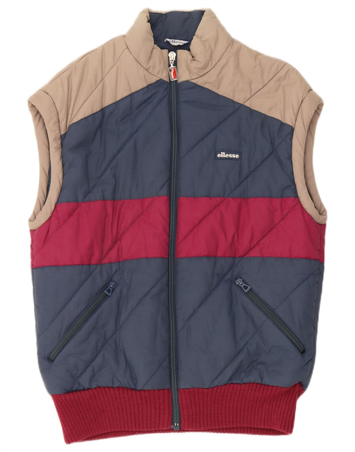 Ellesse Mens Padded Gilet IT 48 Medium Blue Colourblock Cotton