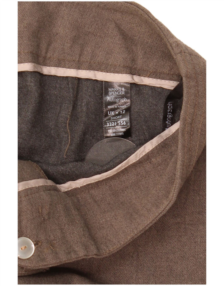 Marks & Spencer Womens Straight Suit Trousers UK 12 Medium W32 L28 Brown