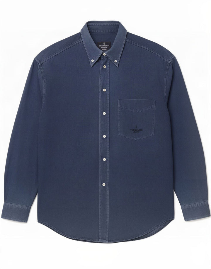 Trussardi Jeans Mens Shirt Medium Navy Blue Cotton