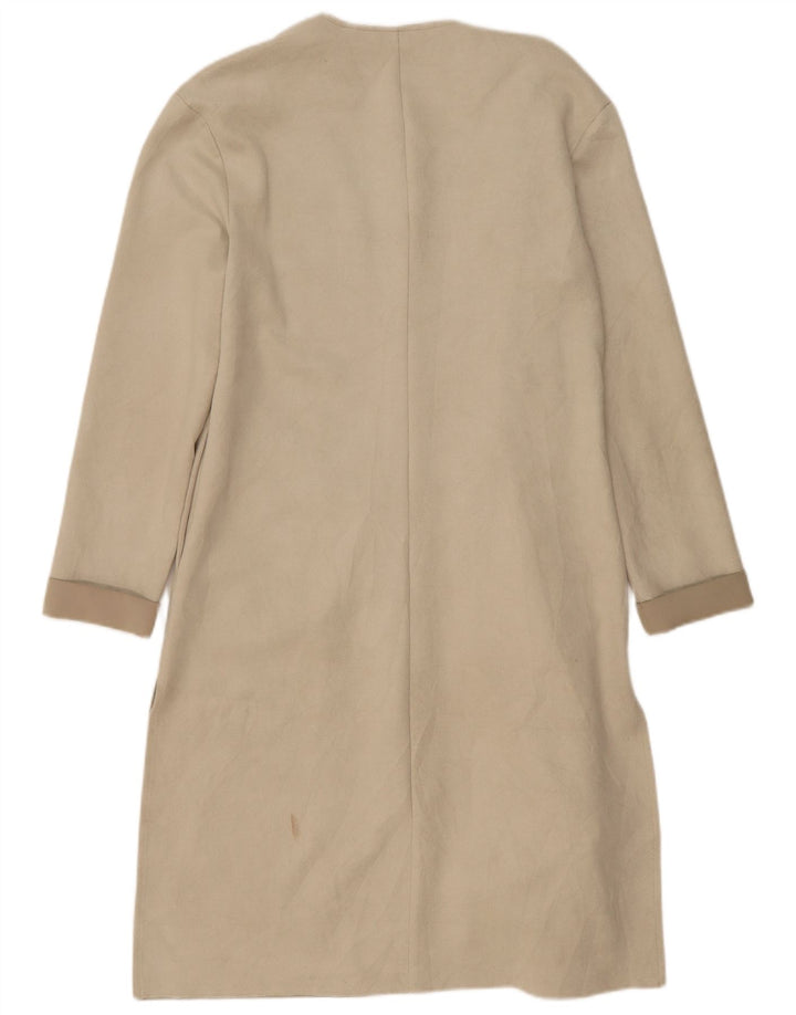 Zara Womens Open Oversized Overcoat UK 6 XS Beige Polyester