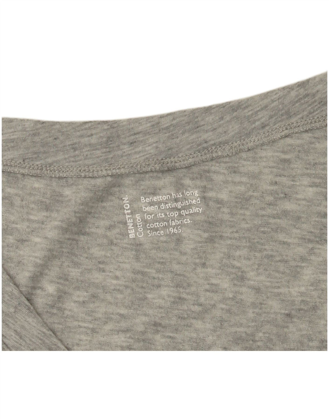 BENETTON Womens Graphic T-Shirt Top UK 12 Medium Grey Flecked