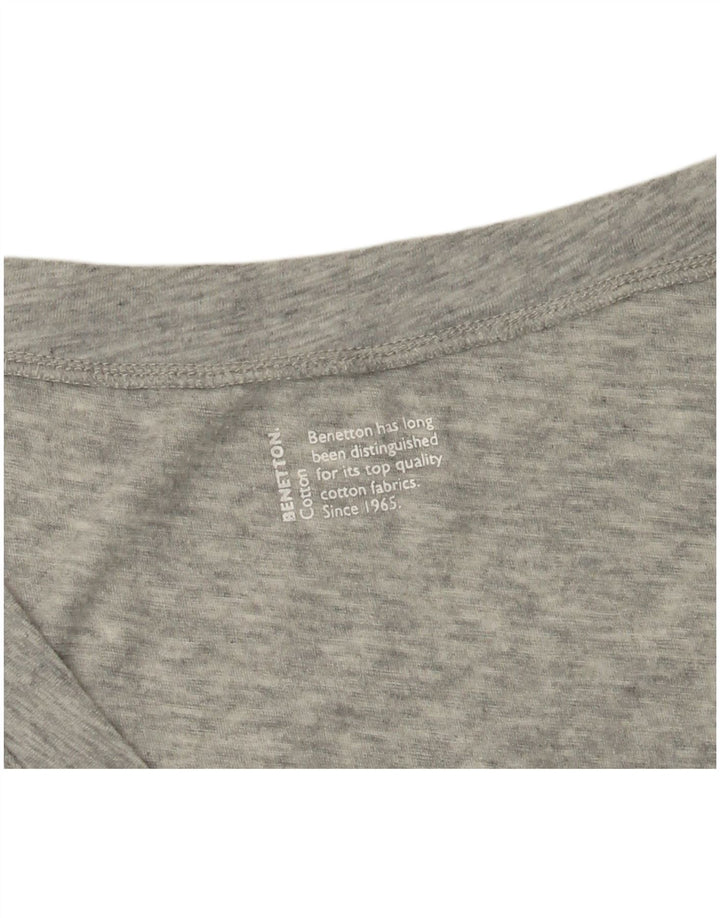 BENETTON Womens Graphic T-Shirt Top UK 12 Medium Grey Flecked