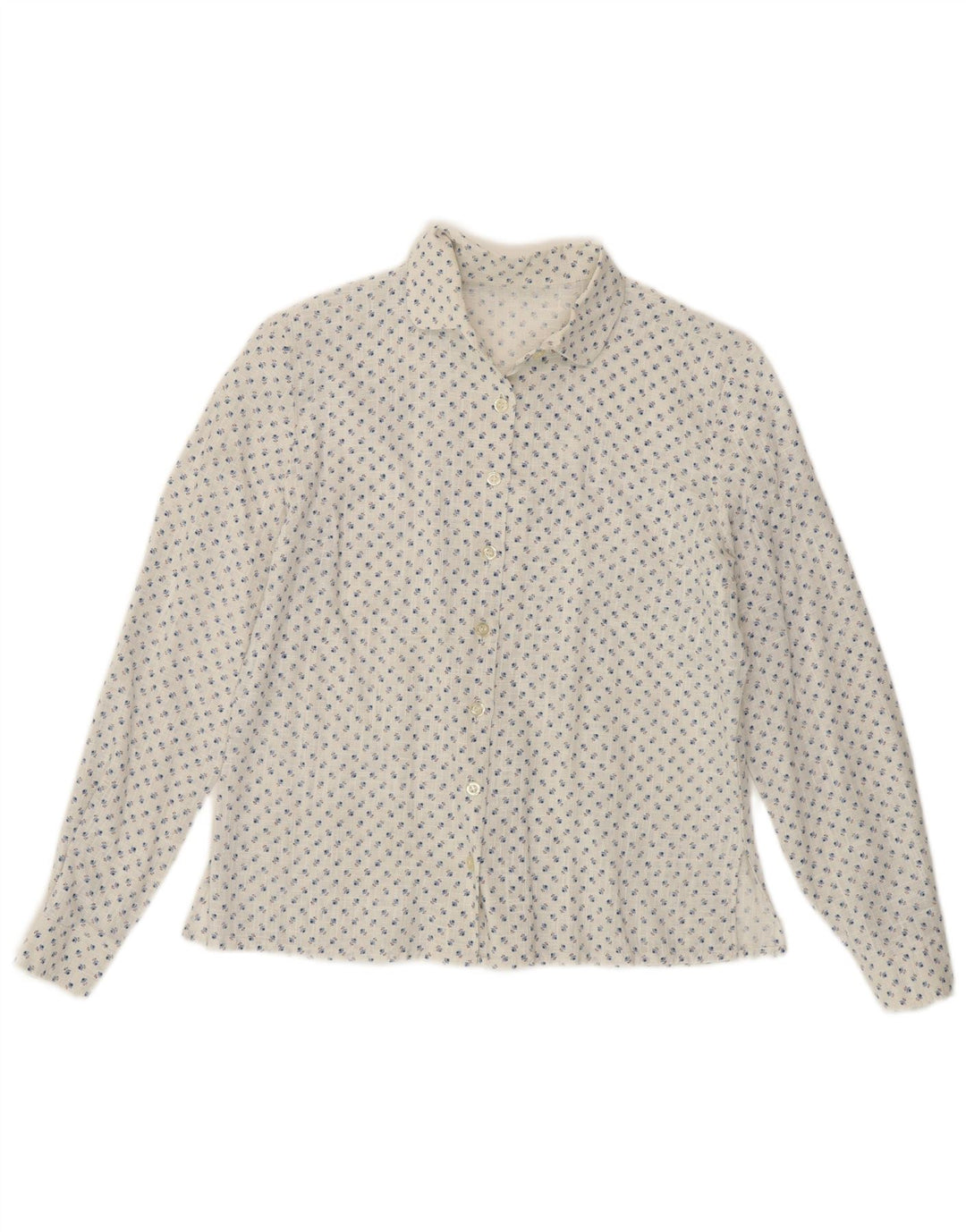 Vintage Womens Shirt UK 14 Medium White Floral