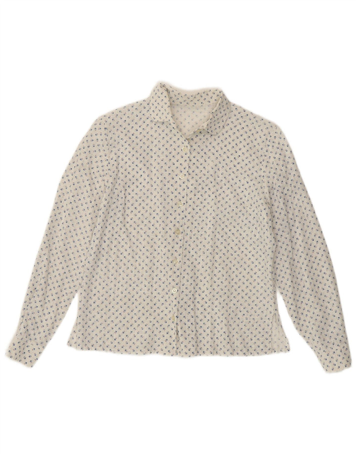 Vintage Womens Shirt UK 14 Medium White Floral