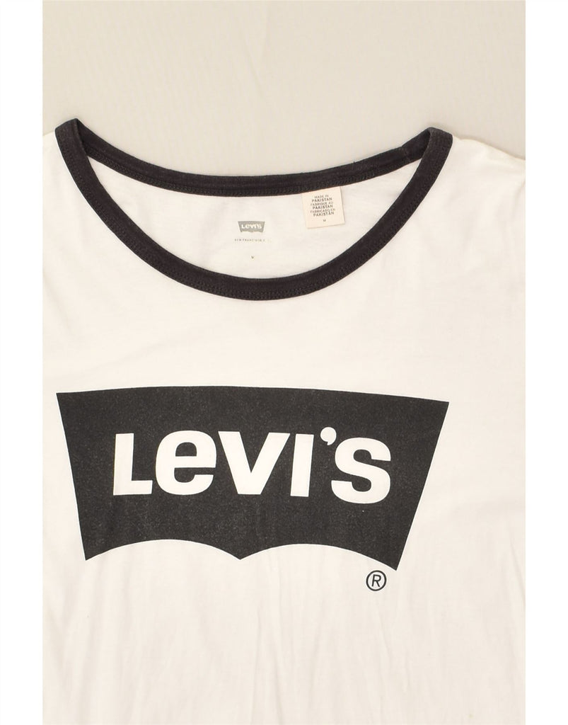 LEVI'S Womens Graphic T-Shirt Top UK 12 Medium White Cotton | Vintage Levi's | Thrift | Second-Hand Levi's | Used Clothing | Messina Hembry 