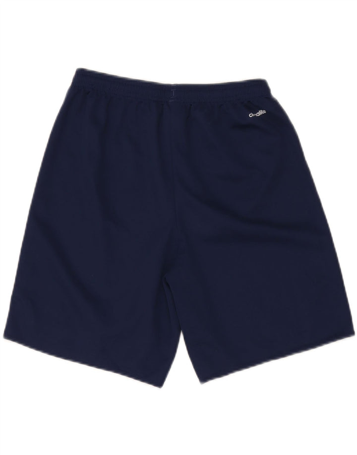 ADIDAS Boys Climalite Sport Shorts 15-16 Years Navy Blue Polyester