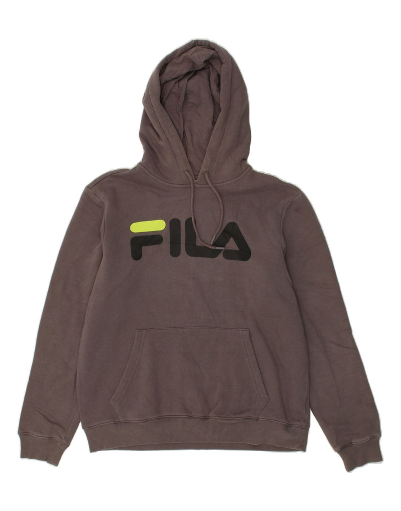 FILA Mens Graphic Hoodie Jumper Small Grey Cotton | Vintage Fila | Thrift | Second-Hand Fila | Used Clothing | Messina Hembry 