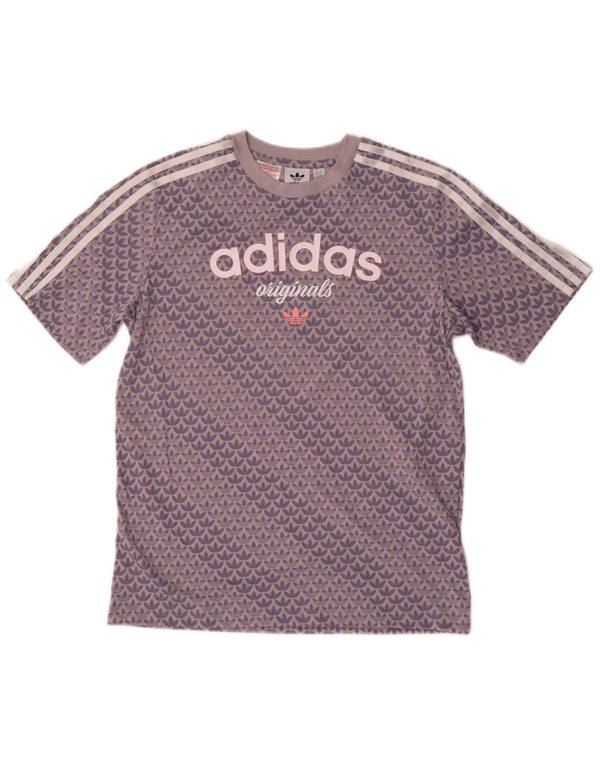 Adidas Boys Graphic T-Shirt Top 13-14 Years Grey Cotton