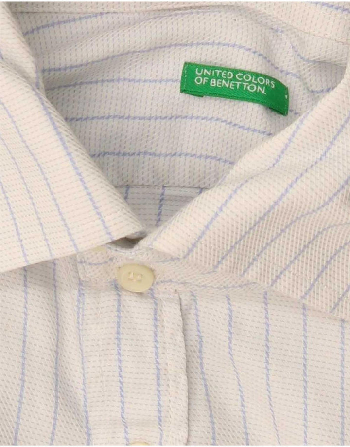 Benetton Mens Shirt Medium White Striped