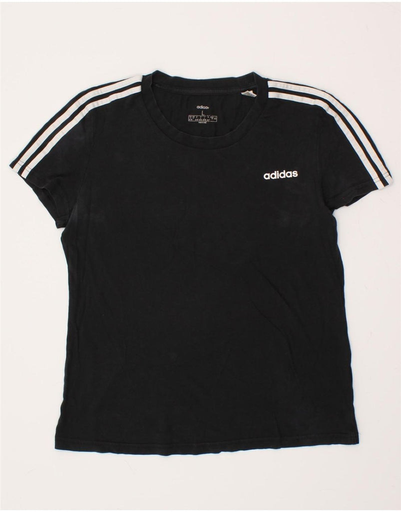 ADIDAS Womens T-Shirt Top UK 16/18 Large Black Cotton | Vintage Adidas | Thrift | Second-Hand Adidas | Used Clothing | Messina Hembry 