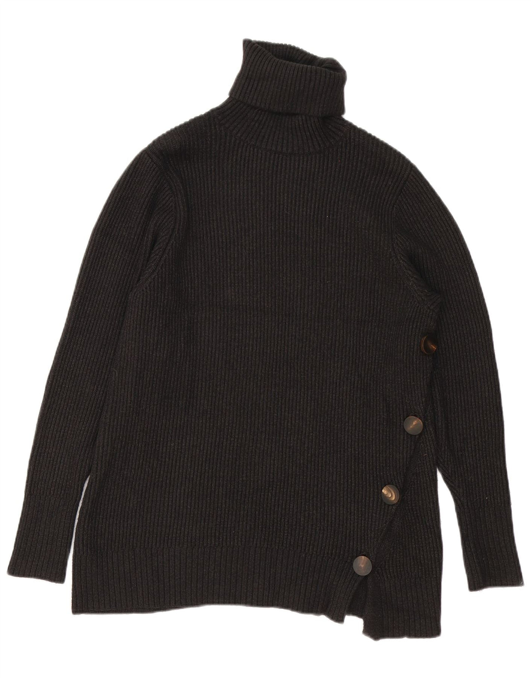 Zara Womens Roll Neck Jumper Sweater UK 10 Small Black Viscose