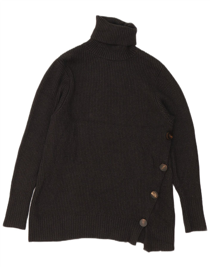 Zara Womens Roll Neck Jumper Sweater UK 10 Small Black Viscose