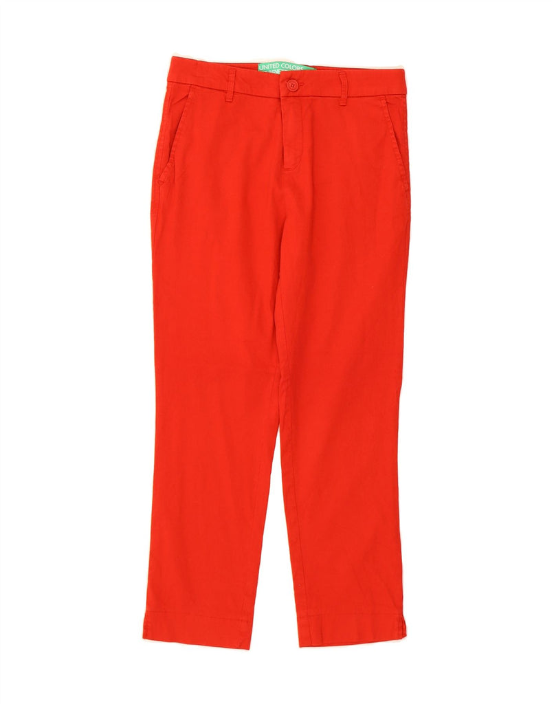 BENETTON Womens Straight Cropped Trousers W26 L24 Red Vintage Benetton and Second-Hand Benetton from Messina Hembry 