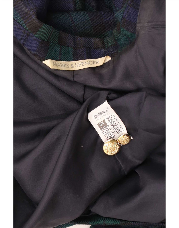 Marks & Spencer Mens Double Breasted Blazer Jacket UK 44 2XL Green Check