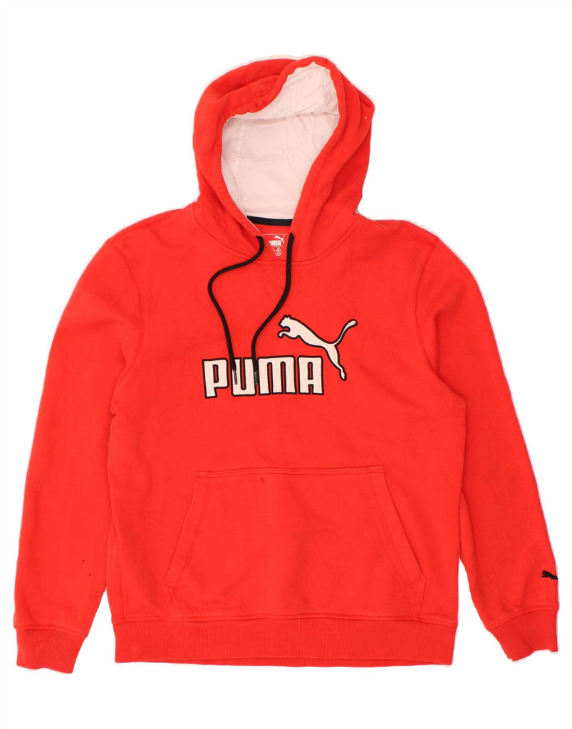 PUMA Mens Graphic Hoodie Jumper Medium Red Cotton | Vintage Puma | Thrift | Second-Hand Puma | Used Clothing | Messina Hembry 