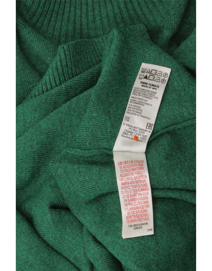 Marks & Spencer Womens Turtle Neck Jumper Sweater UK 14 Medium Green