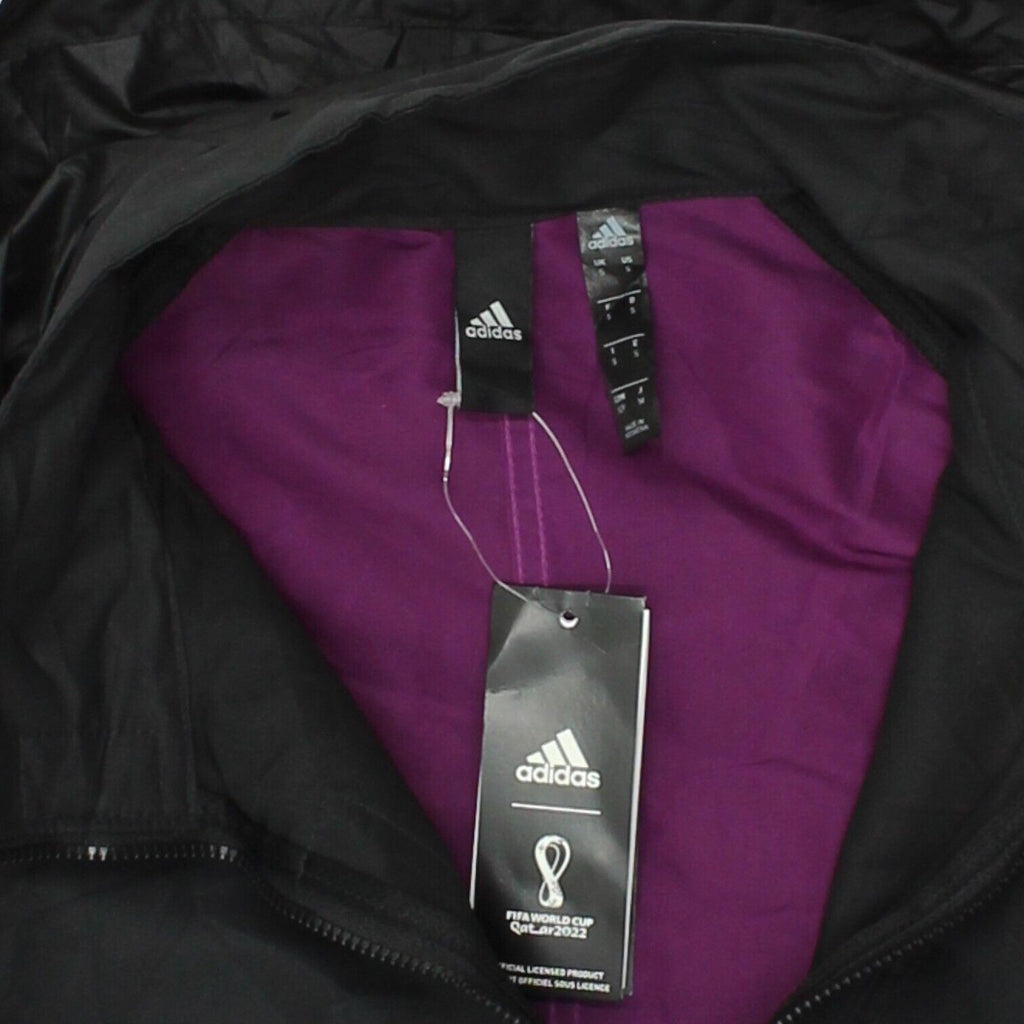 Qatar 2022 World Cup Adidas Mens Purple Black Volunteer Parka Jacket | Football | Vintage Messina Hembry | Thrift | Second-Hand Messina Hembry | Used Clothing | Messina Hembry 