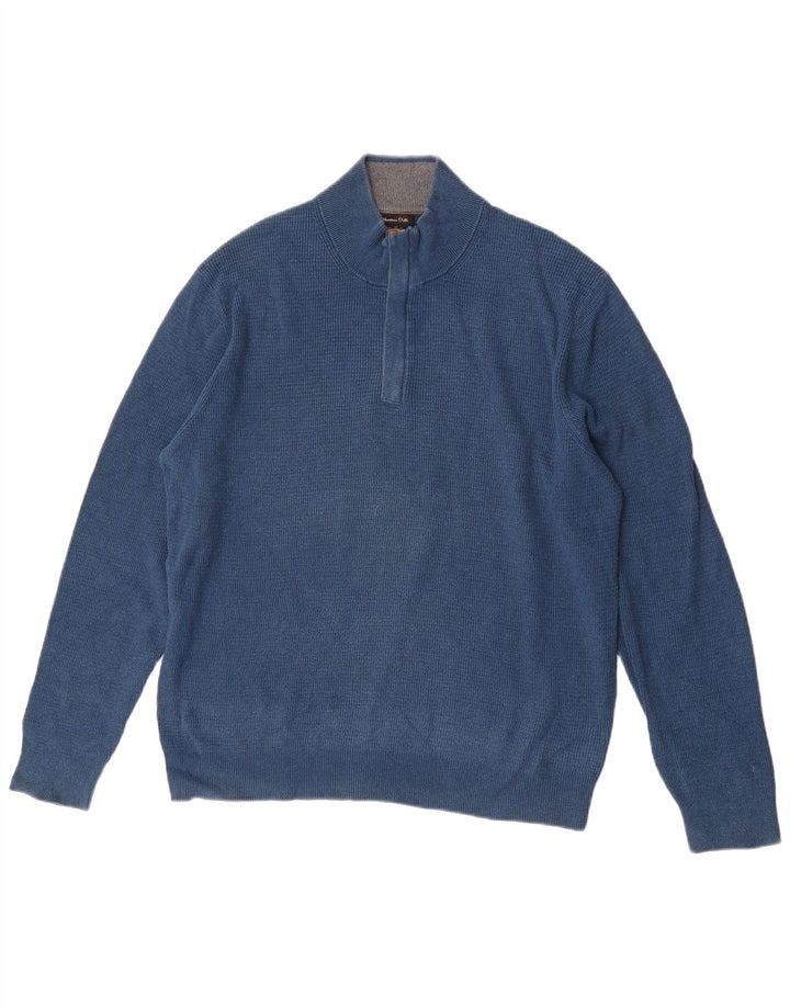Massimo Dutti Mens Zip Neck Jumper Sweater XL Blue