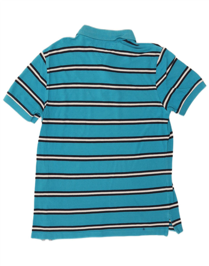 Tommy Hilfiger Mens Custom Fit Polo Shirt Medium Blue Striped Cotton
