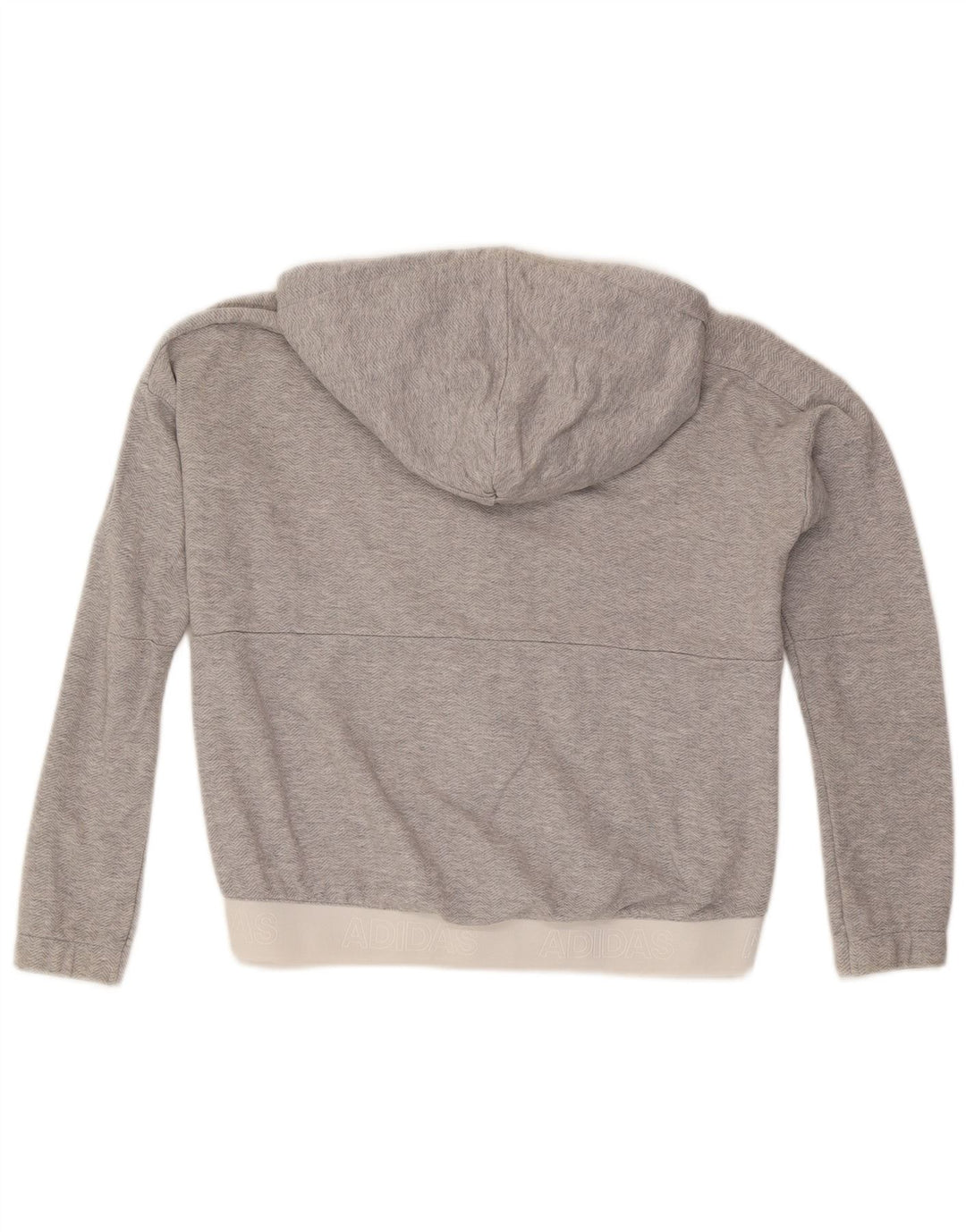 Adidas Womens Oversized Zip Hoodie Sweater UK 8/10 Small Grey Herringbone
