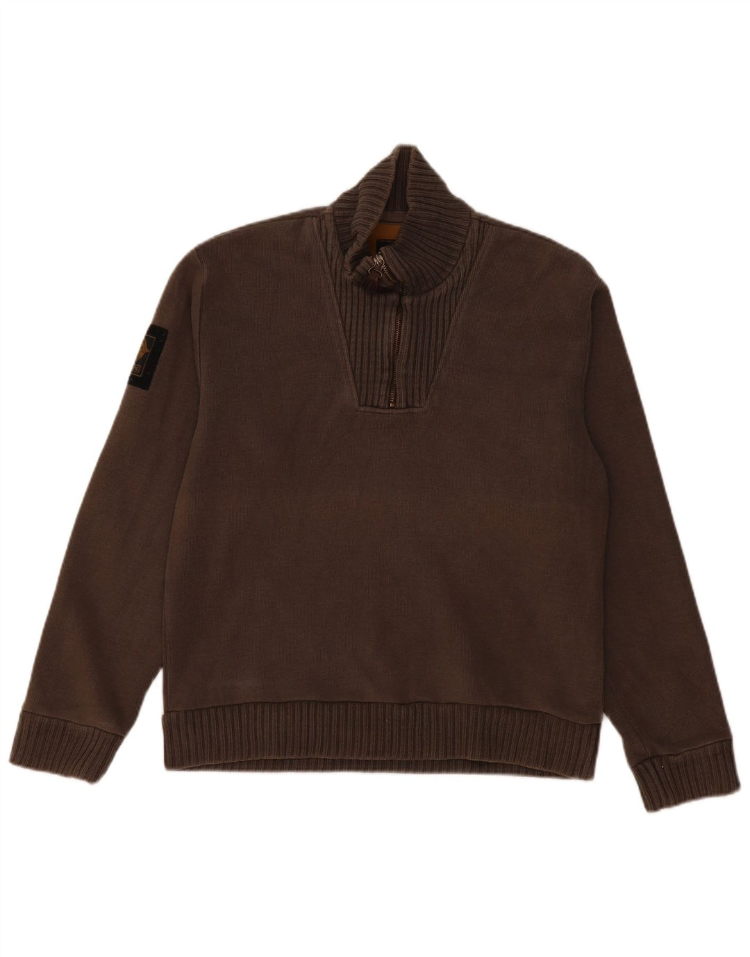 REPLAY Mens Zip Neck Jumper Sweater Medium Grey