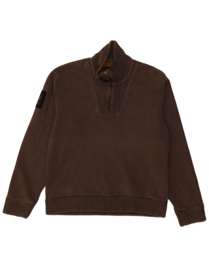 REPLAY Mens Zip Neck Jumper Sweater Medium Grey