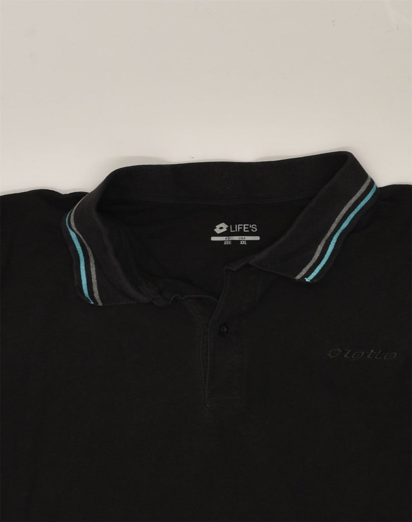LOTTO Mens Polo Shirt 2XL Black Cotton | Vintage Lotto | Thrift | Second-Hand Lotto | Used Clothing | Messina Hembry 