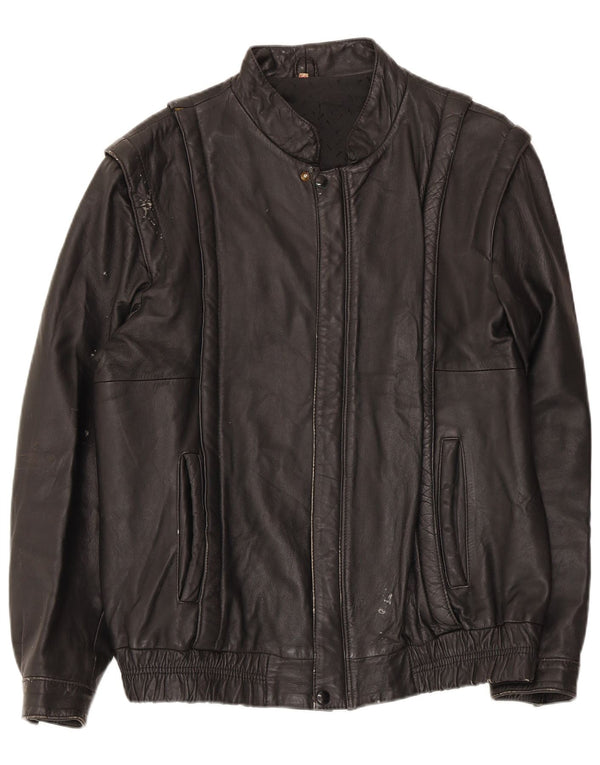 Vintage Mens Leather Jacket IT 52 XL Black
