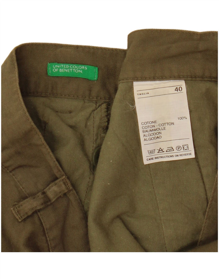 Benetton Womens A-Line Skirt IT 40 Small W28  Khaki Cotton