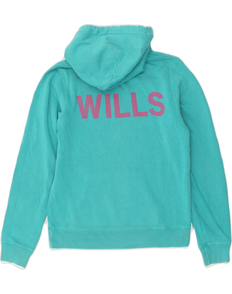 JACK WILLS Womens Graphic Hoodie Jumper UK 12 Medium  Turquoise Cotton | Vintage Jack Wills | Thrift | Second-Hand Jack Wills | Used Clothing | Messina Hembry 