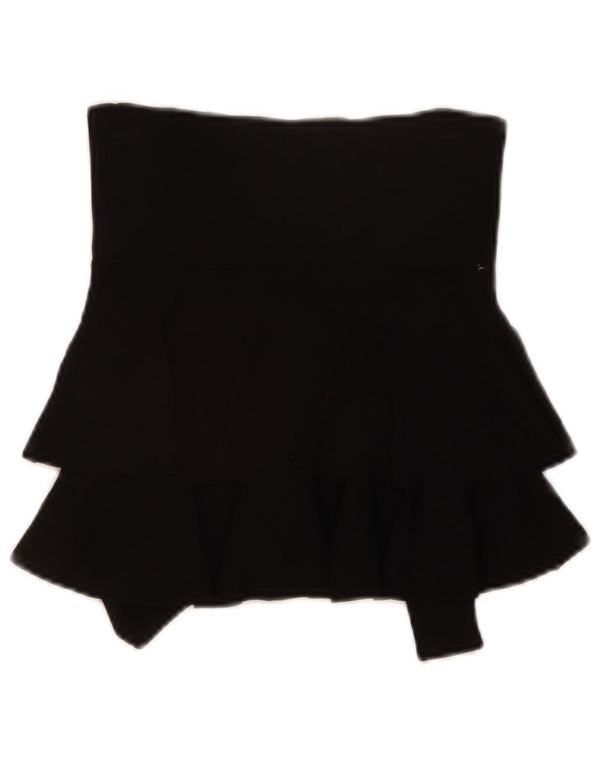 ZARA Womens Mini Tiered Skirt Small W28 Black Viscose