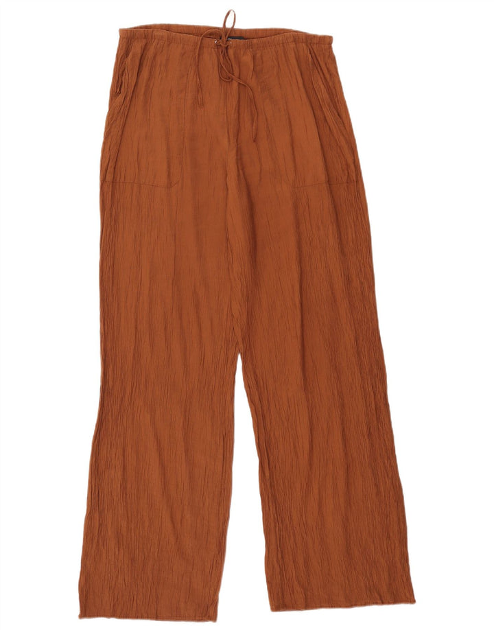 ZARA Womens Wide Leg Chino Trousers Large W32 L31 Brown Polyester