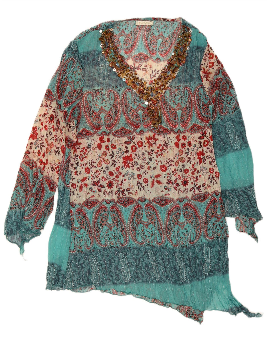Bluoltre Womens Beach Shift Dress UK 16 Large Green Paisley