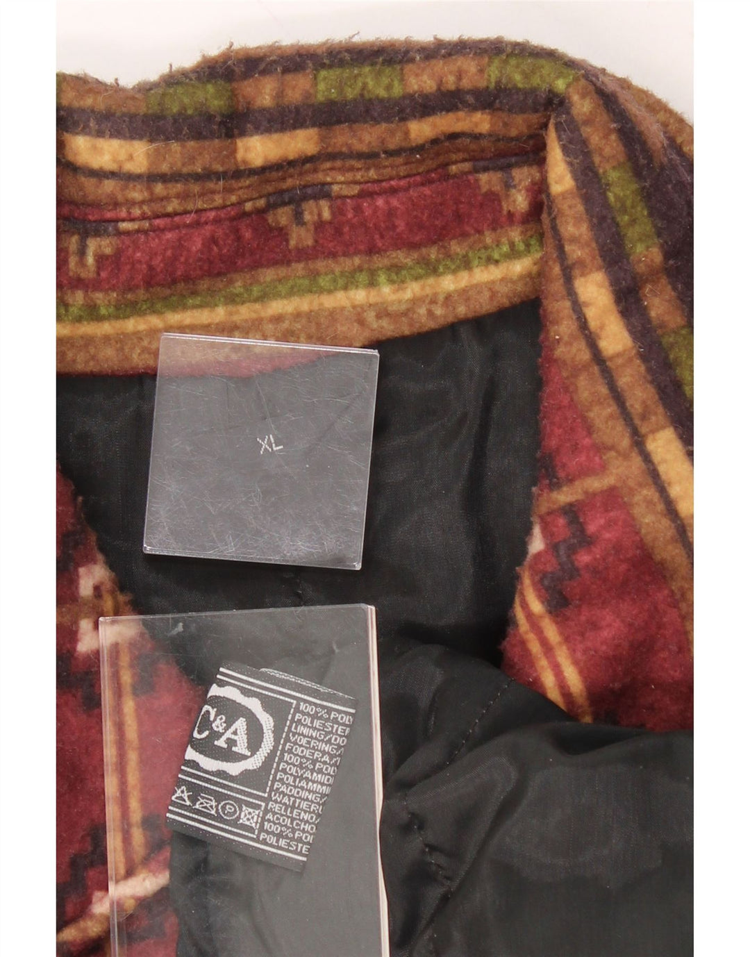 C & A Mens Overcoat UK 42 XL Red Geometric Polyester Vintage C & A and Second-Hand C & A from Messina Hembry 